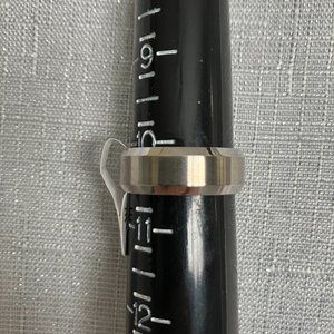Silver Beveled Edge Men's Stainless Steel Ring Size 10
